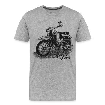 SIMSON Schwalbe KR51 - Männer Premium Bio T-Shirt - Grau meliert - Vorne - Damien (186cm)