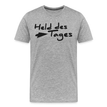 Hero of the day - Men's Premium Organic T-Shirt - heather grey - Front - Damien (186cm)