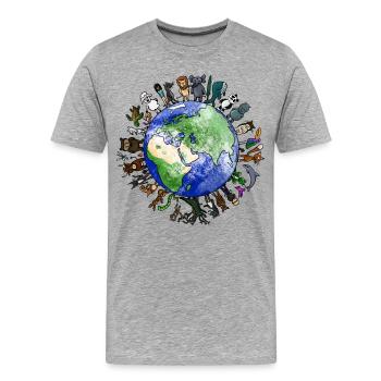 Planète vivante - Biodiversité - T-shirt bio Premium Homme - gris chiné - Devant - Damien (186cm)