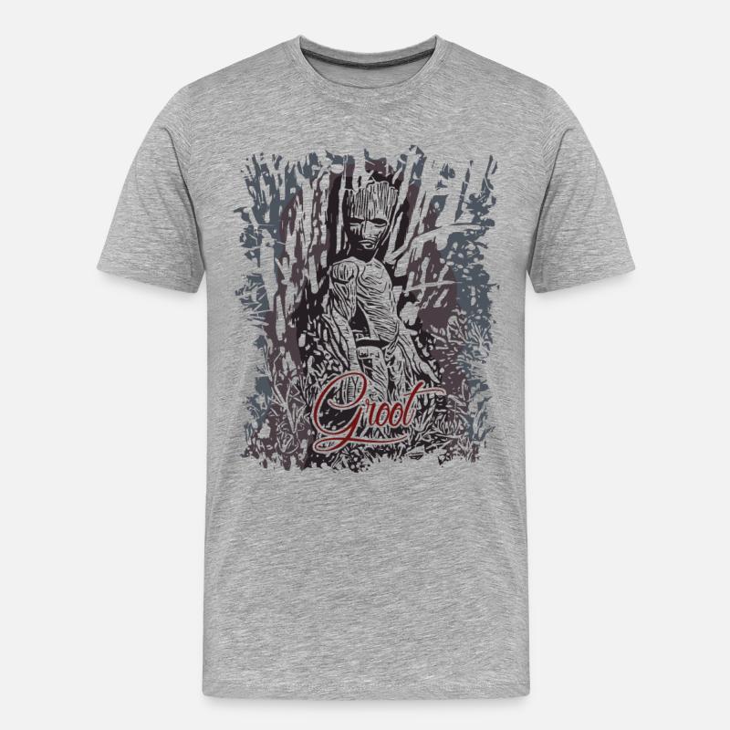 Wurzelmännlein Groot - Männer Premium Bio T-Shirt - Grau meliert