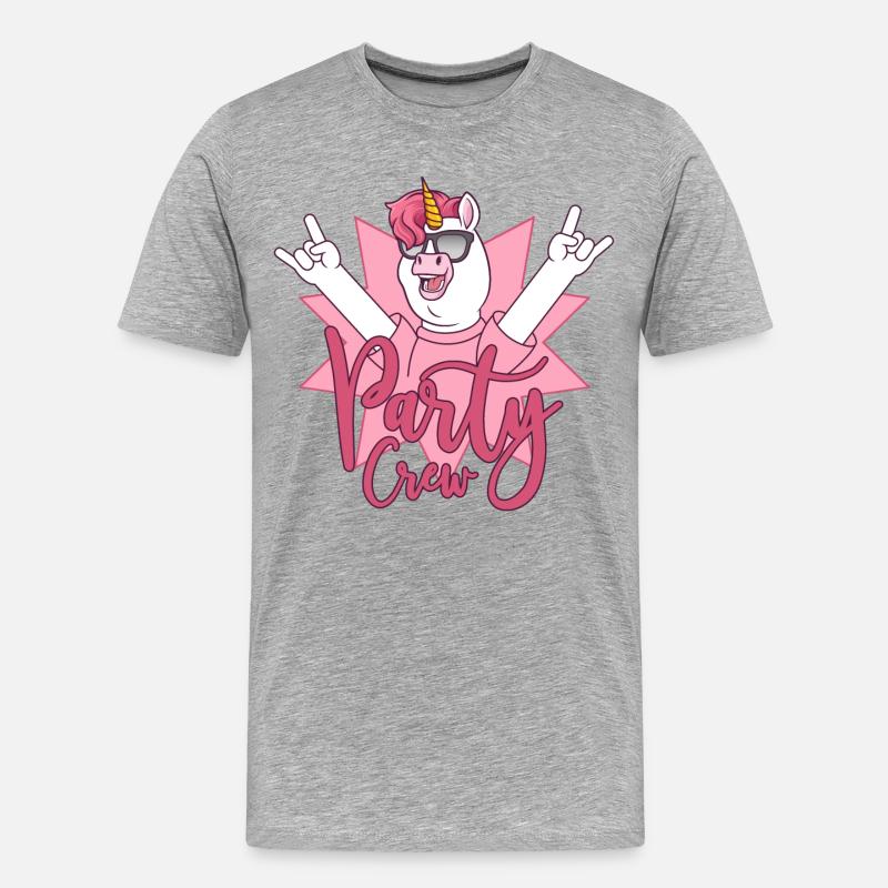 Party Crew Einhorn - Männer Premium Bio T-Shirt - Grau meliert