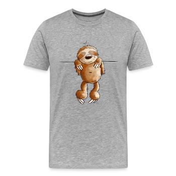 Sloth hangs out I Chilling animals I Lazy - Men's Premium Organic T-Shirt - heather grey - Front - Damien (186cm)