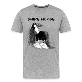 Shire Horse I Kaltblut Pferd - Männer Premium Bio T-Shirt - Grau meliert - Vorne - Damien (186cm)