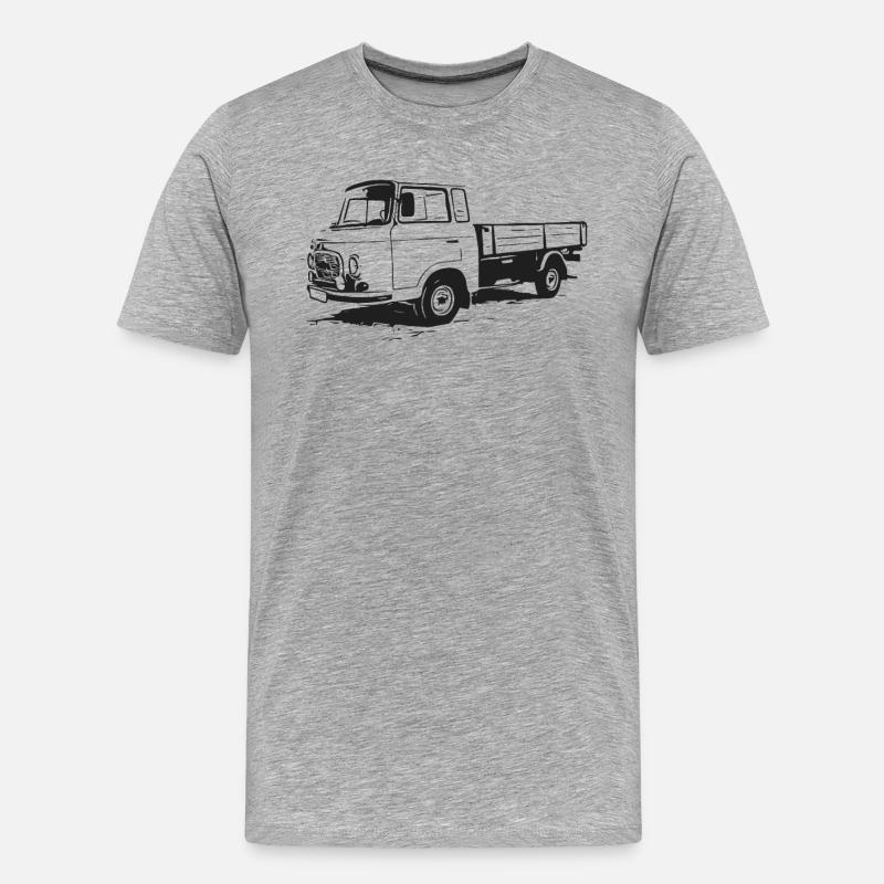Barkas Pritsche - Pritschenwagen - Männer Premium Bio T-Shirt - Grau meliert