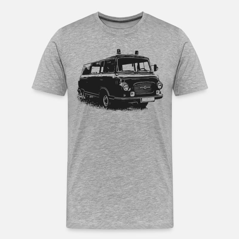 Barkas mit Blaulicht - Männer Premium Bio T-Shirt - Grau meliert