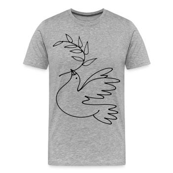 Friedenstaube - Männer Premium Bio T-Shirt - Grau meliert - Vorne - Damien (186cm)