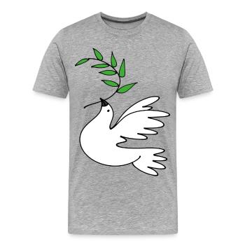 Friedenstaube - Männer Premium Bio T-Shirt - Grau meliert - Vorne - Damien (186cm)