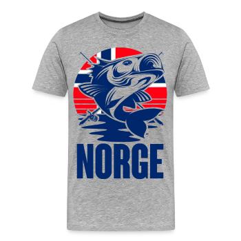 Norvège Pêche Pêcheur Excursion de pêche - T-shirt bio Premium Homme - gris chiné - Devant - Damien (186cm)