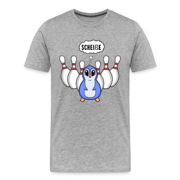 Kegel Pinguin Bowling - Männer Premium Bio T-Shirt - Grau meliert - Vorne - Damien (186cm)