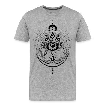 Troisième œil Chakra Symbole Troisième Œil - T-shirt bio Premium Homme - gris chiné - Devant - Damien (186cm)