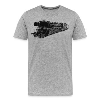 Dampflok 01 180 - Männer Premium Bio T-Shirt - Grau meliert - Vorne - Damien (186cm)