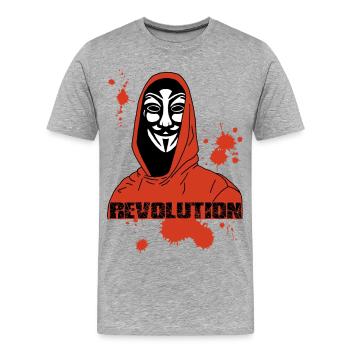 Anonymous et révolution rouge - T-shirt bio Premium Homme - gris chiné - Devant - Damien (186cm)