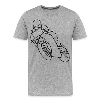 Wheelie à la course de moto - sombre - T-shirt bio Premium Homme - gris chiné - Devant - Damien (186cm)