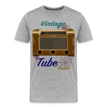 gebrauchtes, altes Röhrenradio - Männer Premium Bio T-Shirt - Grau meliert - Vorne - Damien (186cm)