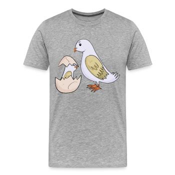 Pigeon avec bébé pigeon - T-shirt bio Premium Homme - gris chiné - Devant - Damien (186cm)