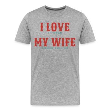 J’adore quand MA femme vient naviguer - T-shirt bio Premium Homme - gris chiné - Devant - Damien (186cm)