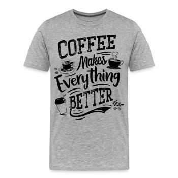 Café Dictons Barista Humour - T-shirt bio Premium Homme - gris chiné - Devant - Damien (186cm)