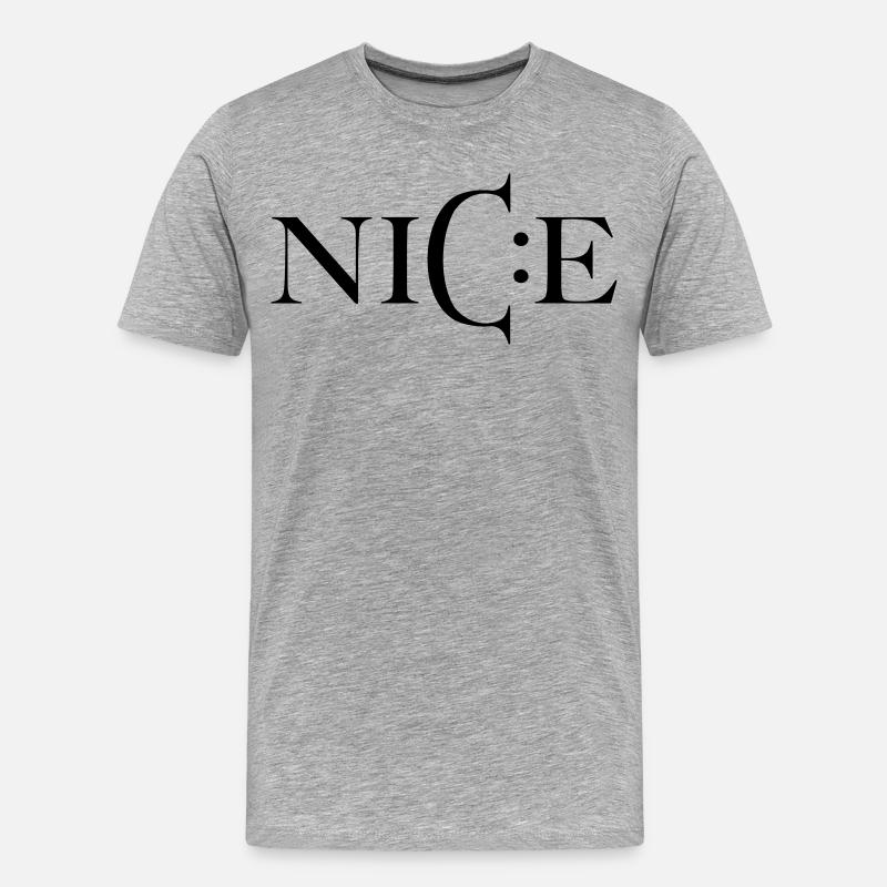 Nice – Minimal Smiley Greeting - Männer Premium Bio T-Shirt - Grau meliert