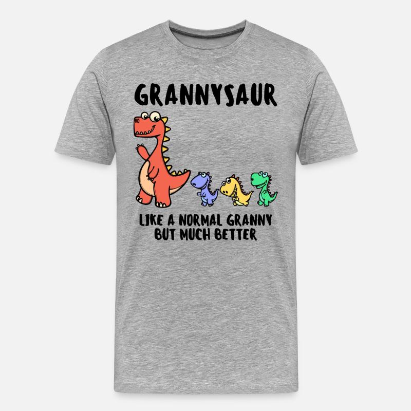 Oma Großmutter Dinosaurier Lustig Statement - Männer Premium Bio T-Shirt - Grau meliert