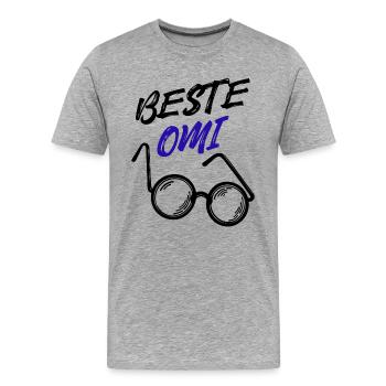 Oma Großmutter Beste Omi Brille Statement - Männer Premium Bio T-Shirt - Grau meliert - Vorne - Damien (186cm)