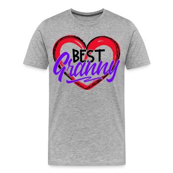 Déclaration de grand-mère Grand-mère Meilleure grand-mère Grand-mère préférée - T-shirt bio Premium Homme - gris chiné - Devant - Damien (186cm)