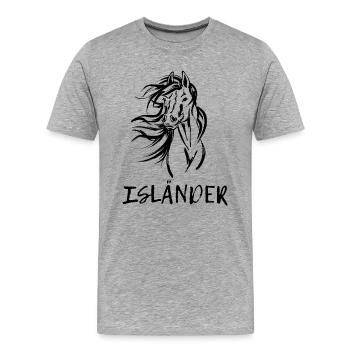 Chevaux islandais Chevaux Chevaux islandais Amour Dire - T-shirt bio Premium Homme - gris chiné - Devant - Damien (186cm)