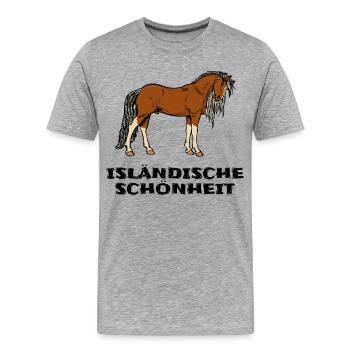Isländer Pferde Statement Islandpferde Pferdenarr - Männer Premium Bio T-Shirt - Grau meliert - Vorne - Damien (186cm)