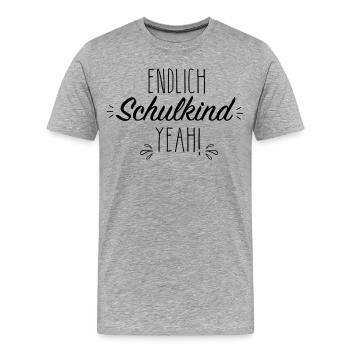 Endlich Schulkind yeah - Männer Premium Bio T-Shirt - Grau meliert - Vorne - Damien (186cm)