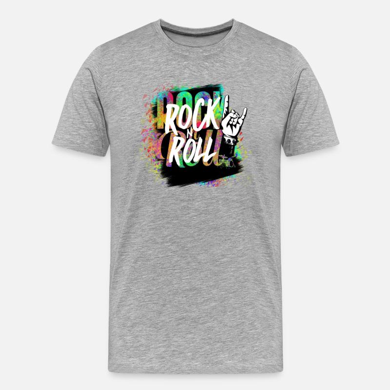 Rock n Roll Farbexplosion - Männer Premium Bio T-Shirt - Grau meliert