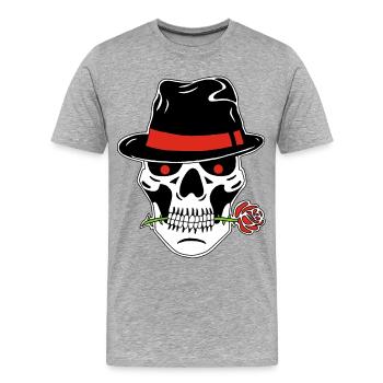 Crâne de gangster - T-shirt bio Premium Homme - gris chiné - Devant - Damien (186cm)