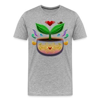 le pot des cieux coloré ! By Pousse2Bambou ! - T-shirt bio Premium Homme - gris chiné - Devant - Damien (186cm)