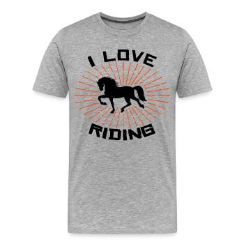 Horse Love Horses Déclaration Gallop Chevaux islandais - T-shirt bio Premium Homme - gris chiné - Devant - Damien (186cm)