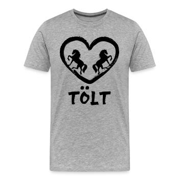 Tölt Chevaux Islandais Chevaux Cheval Amour Coeur Dicton - T-shirt bio Premium Homme - gris chiné - Devant - Damien (186cm)