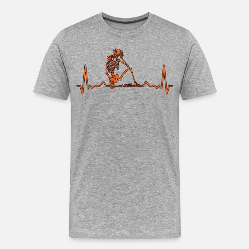 Herzfrequenz vom Skelett - Männer Premium Bio T-Shirt - Grau meliert