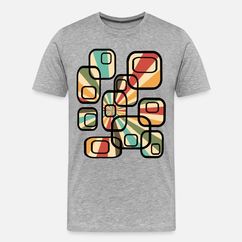 70er Tapetenmuster Quader Retro Muster - Männer Premium Bio T-Shirt - Grau meliert