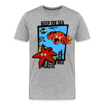 Keep the sea plastic-free - Men's Premium Organic T-Shirt - heather grey - Front - Damien (186cm)