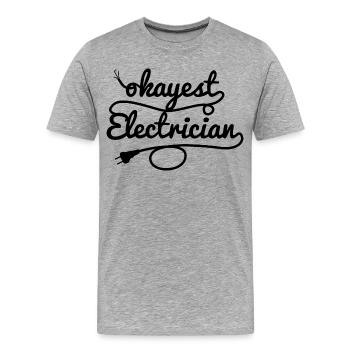Électricien moyen - T-shirt bio Premium Homme - gris chiné - Devant - Damien (186cm)