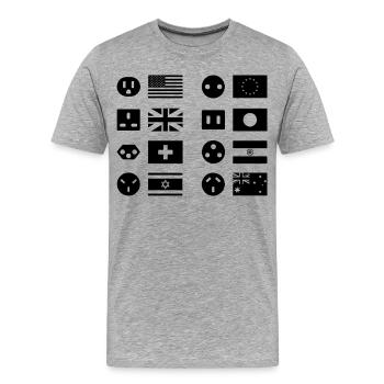Internationale Steckertypen - Männer Premium Bio T-Shirt - Grau meliert - Vorne - Damien (186cm)