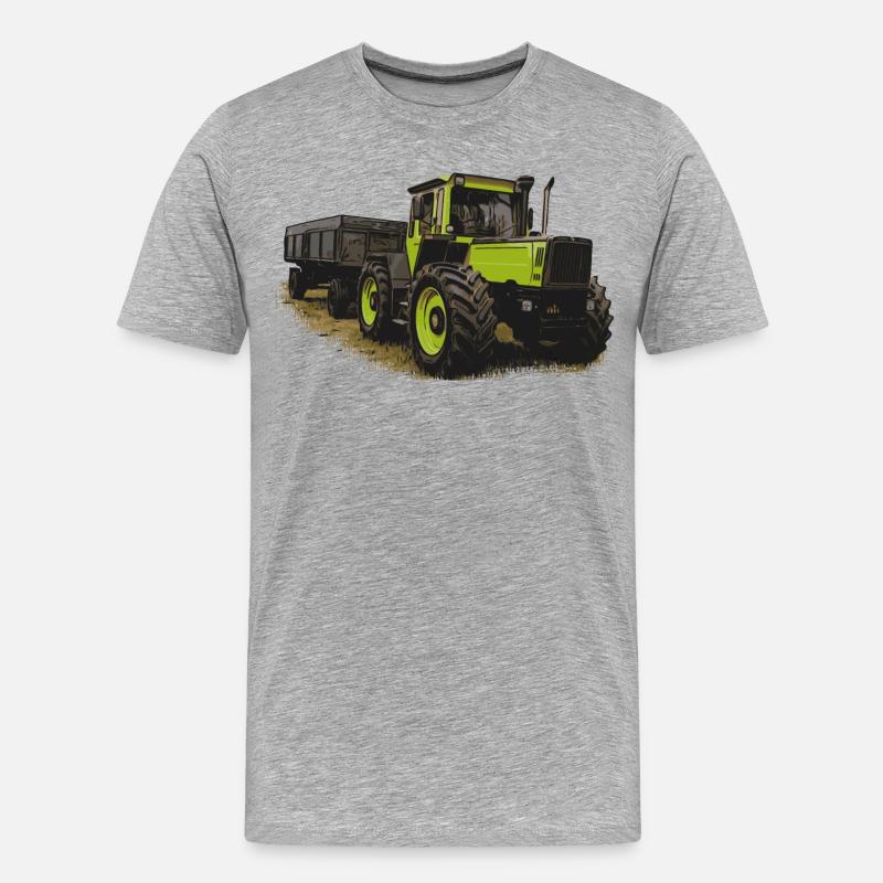 MB trac 1600 turbo avec remorque - T-shirt bio Premium Homme - gris chiné