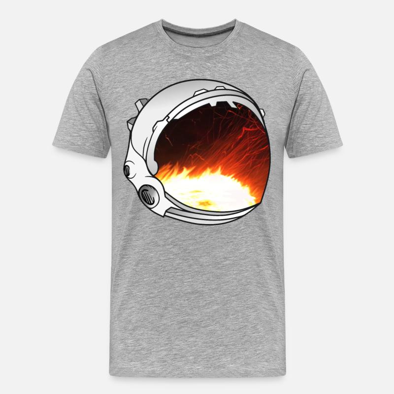 Astronauten Helm Artwork - Männer Premium Bio T-Shirt - Grau meliert
