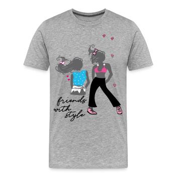 Filles, Amis, Mode - T-shirt bio Premium Homme - gris chiné - Devant - Damien (186cm)