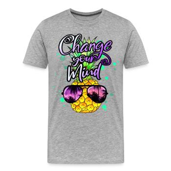 ananas frais Changez d’avis - T-shirt bio Premium Homme - gris chiné - Devant - Damien (186cm)