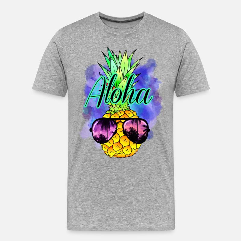 Aloha Ananas - Männer Premium Bio T-Shirt - Grau meliert