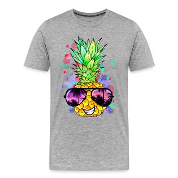 Pineapple with cool sunglasses - Men's Premium Organic T-Shirt - heather grey - Front - Damien (186cm)