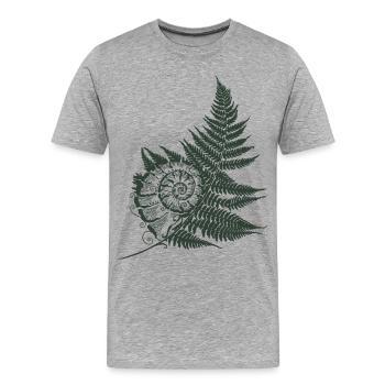 Farn Schneckenhaus Farnblatt Herbst - Männer Premium Bio T-Shirt - Grau meliert - Vorne - Damien (186cm)
