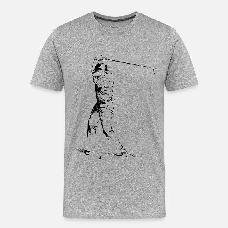 Bild eines Golfers während des Spiels - Männer Premium Bio T-Shirt - Grau meliert