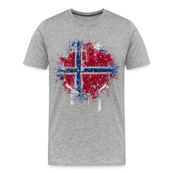Norwegen - Männer Premium Bio T-Shirt - Grau meliert - Vorne - Damien (186cm)