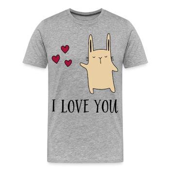 Je t'aime - T-shirt bio Premium Homme - gris chiné - Devant - Damien (186cm)