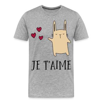 je t’aime - T-shirt bio Premium Homme - gris chiné - Devant - Damien (186cm)