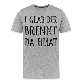 Lustige Sprichwörter aus Bayern - Männer Premium Bio T-Shirt - Grau meliert - Vorne - Damien (186cm)